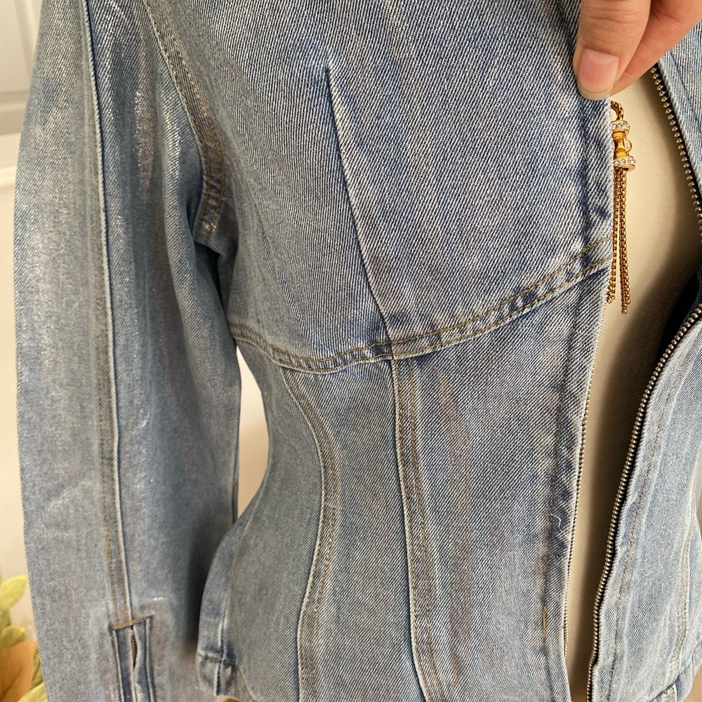 BLANK NYC WOMEN’S DENIM METALLIC OCATED JACKET SIZE S - Picture 7 of 14
